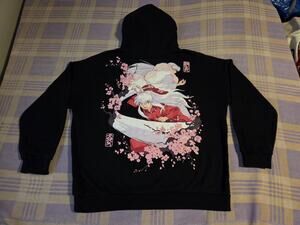 Inuyasha Graphic Hoodie 2009 Black Sesshomaru Cherry Blossom Kagome Anime Y2k